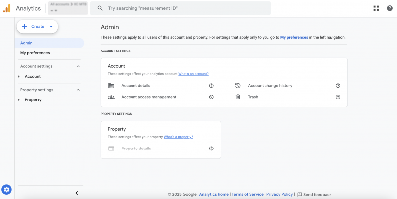 GA4 create account